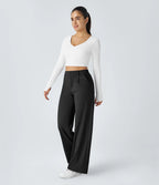 Pantalon noir taille haute à pinces - Harana