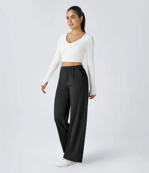 Pantalon noir taille haute à pinces - Harana