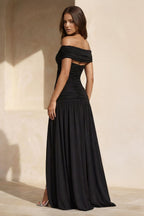 Robe longue noir plissée - Harana