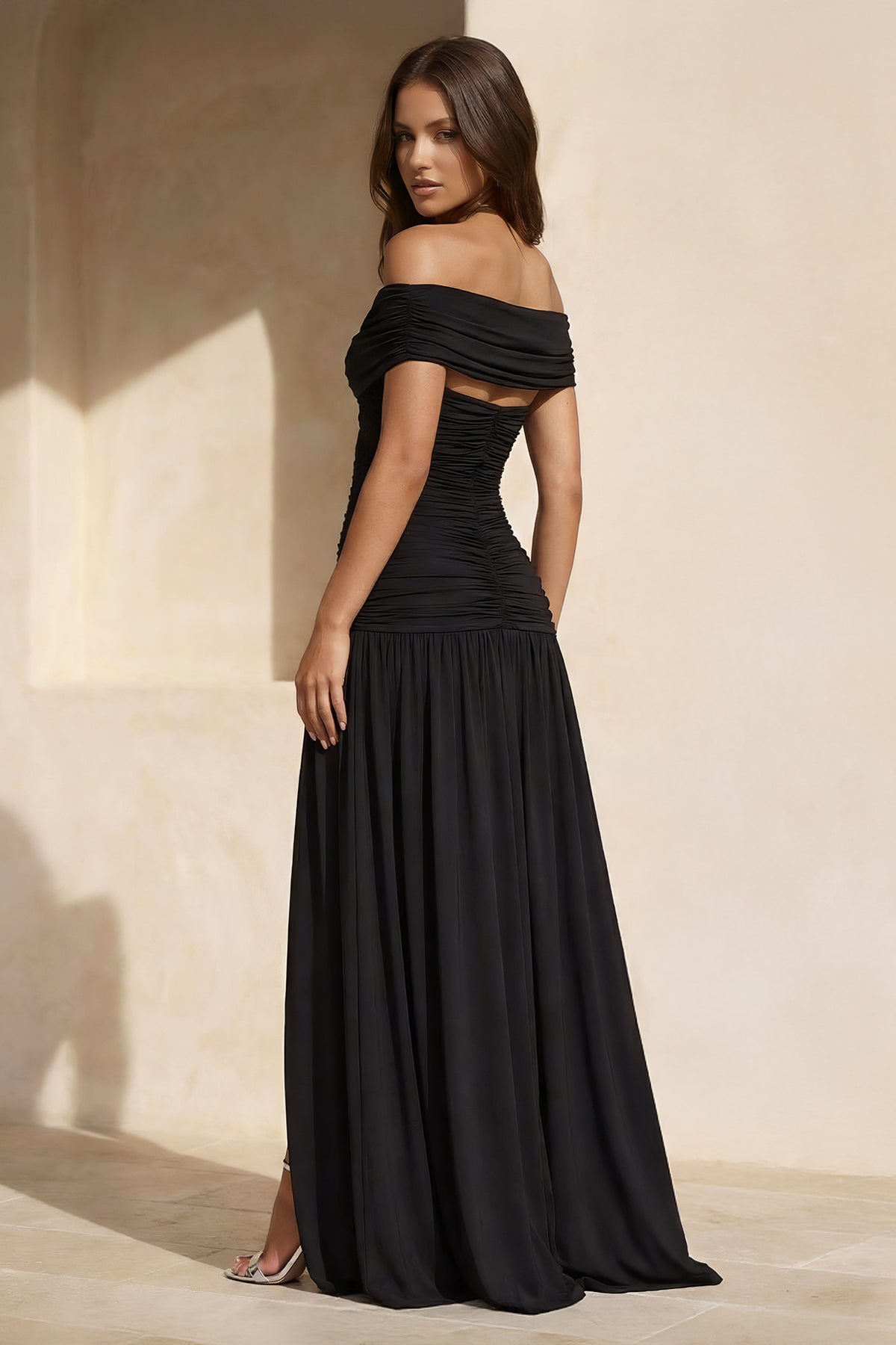 Robe longue noir plissée - Harana