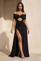 Robe longue noir plissée - Harana