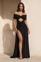 Robe longue noir plissée - Harana