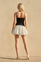 Robe courte black & ivory avec nœud - Harana