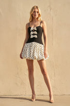 Robe courte black & ivory avec nœud - Harana
