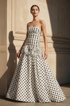 Robe longue blanc coupe sirène effet drapé - Harana