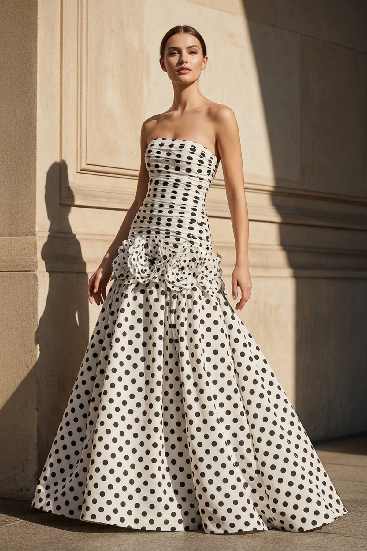 Robe longue blanc coupe sirène effet drapé - Harana