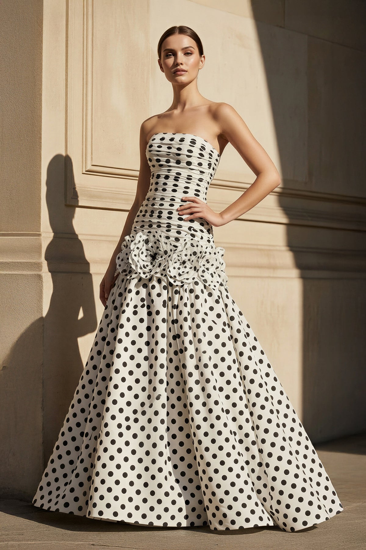 Robe longue blanc coupe sirène effet drapé - Harana