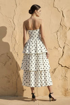 Robe midi ivoire à volants - Harana