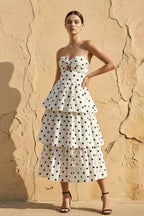 Robe midi ivoire à volants - Harana