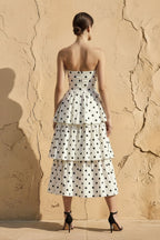 Robe midi ivoire à volants - Harana