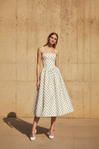 Robe midi ivoire à fines bretelles - Harana