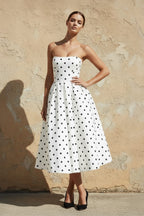 Robe midi blanc bustier - Harana