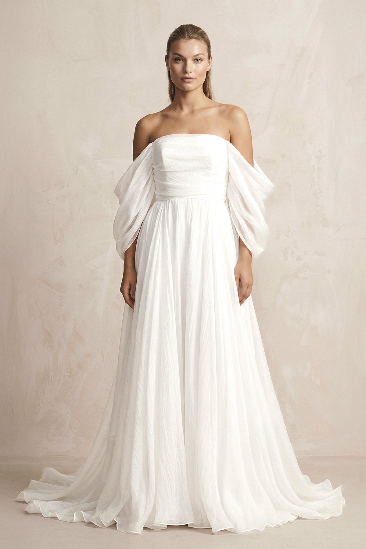 Robe de mariée blanche trapèze mousseline - Harana