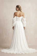 Robe de mariée blanche trapèze mousseline - Harana