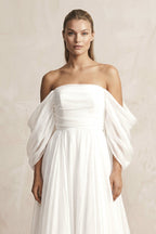 Robe de mariée blanche trapèze mousseline - Harana