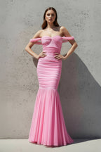 Robe longue candy pink effet drapé - Harana