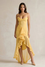 Robe longue effet drapé à volants - Harana