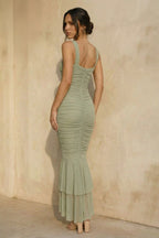 Robe midi coupe sirène effet drapé - Harana