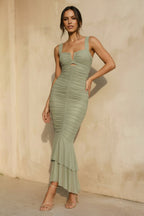 Robe midi coupe sirène effet drapé - Harana
