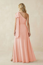 Robe demoiselle d’honneur rose petal longue asymétrique sans manches avec fente - Harana