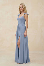 Robe demoiselle d’honneur twilight longue sans manches avec fente effet drapé - Harana