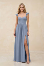 Robe demoiselle d’honneur twilight longue sans manches avec fente effet drapé - Harana