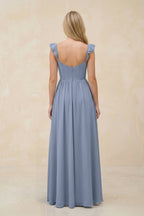 Robe demoiselle d’honneur twilight longue sans manches avec fente effet drapé - Harana