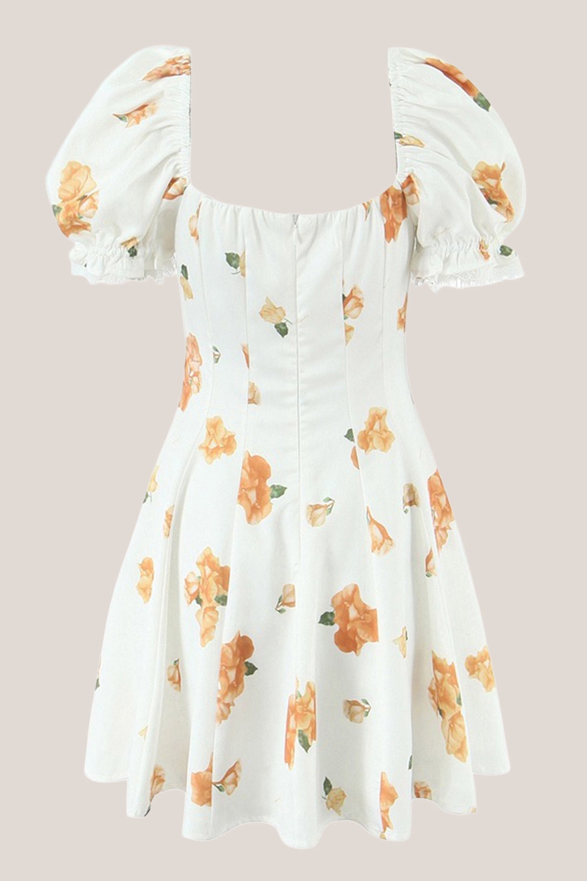 Robe blanche courte en coton à encolure carrée imprimée - Harana