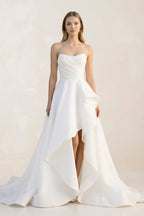 Robe de mariée blanche trapèze en satin bustier sans manches - Harana
