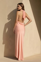 Robe midi coral pink satinée - Harana