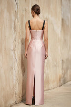 Robe longue rose satinée avec nœud - Harana