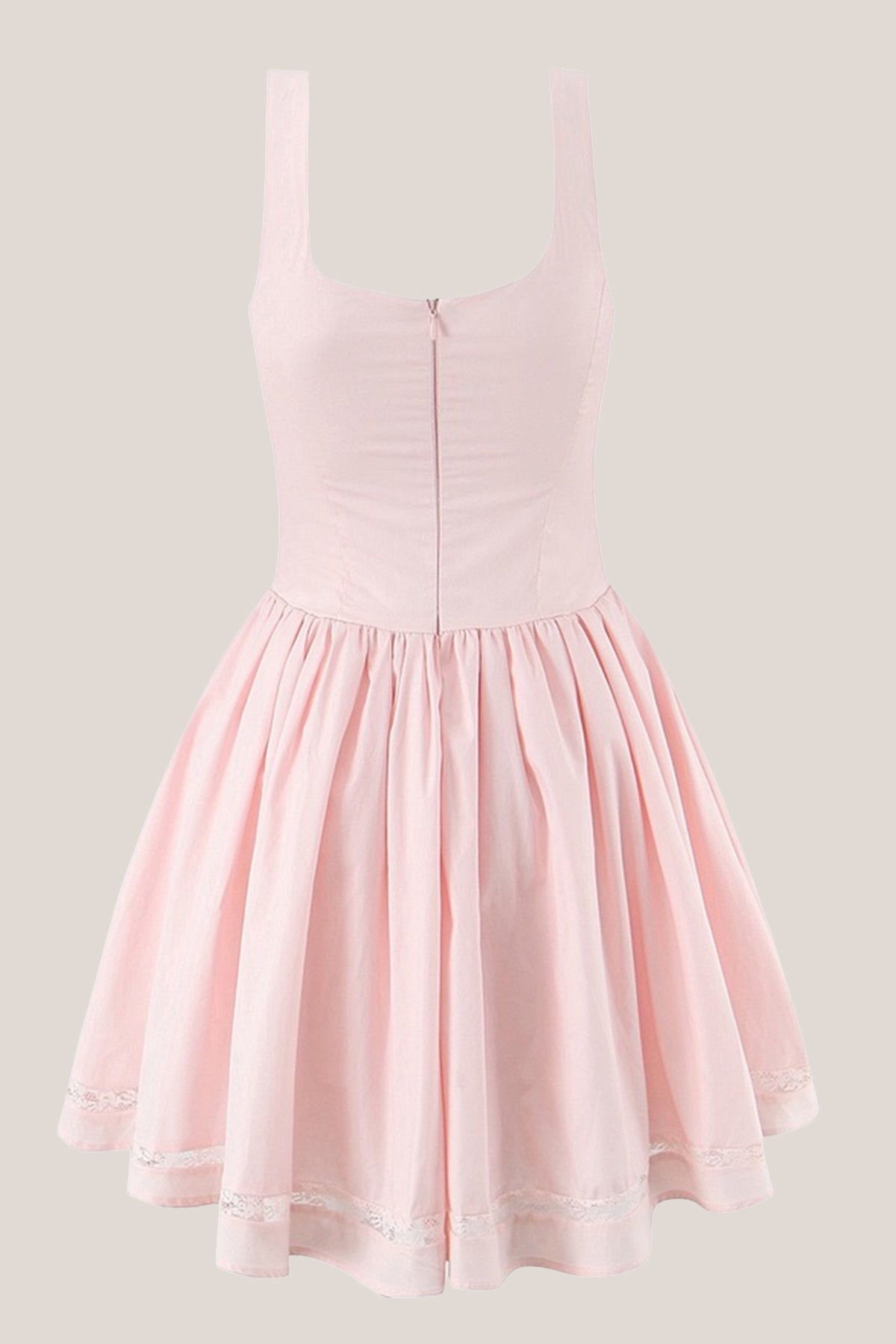 Robe rose courte coupe trapèze à encolure arrondie avec nœud - Harana