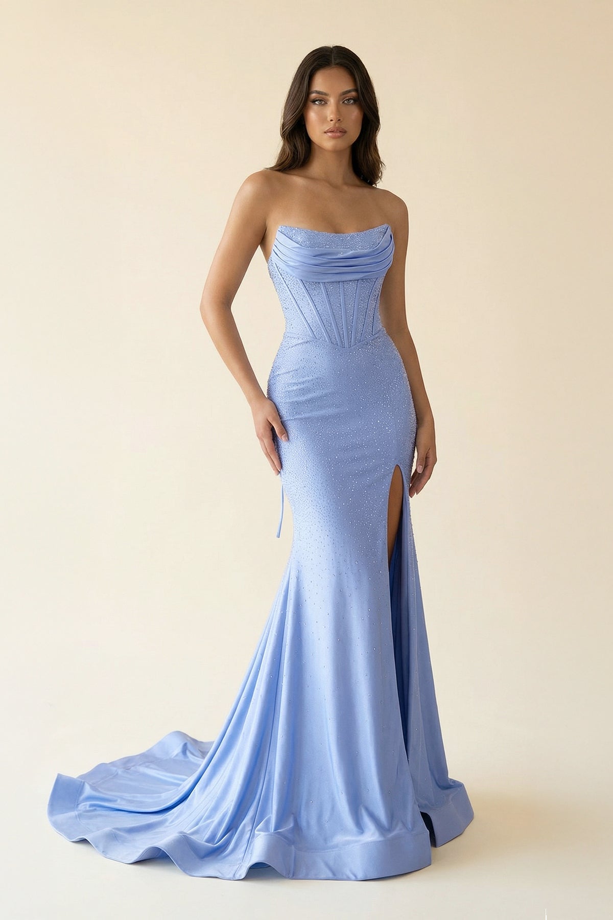 Robe longue avec fente perlée - Harana