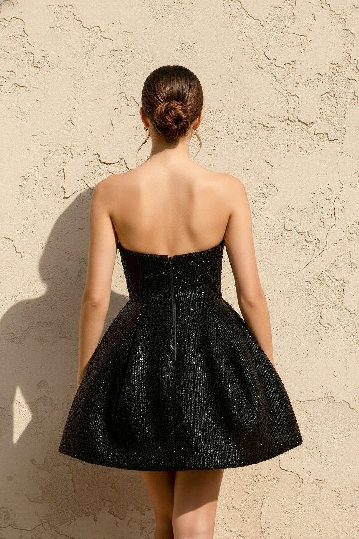 Robe courte noir pailletée - Harana