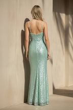Robe longue mint green pailletée - Harana