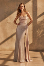 Robe longue champagne pailletée bustier - Harana