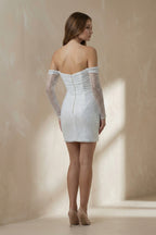 Robe de mariée ivoire en tulle à épaules dénudées décolleté cœur - Harana