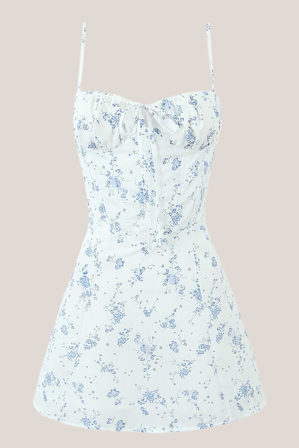 Robe blanche courte en coton coupe fourreau à décolleté cœur et imprimé floral rétro - Harana