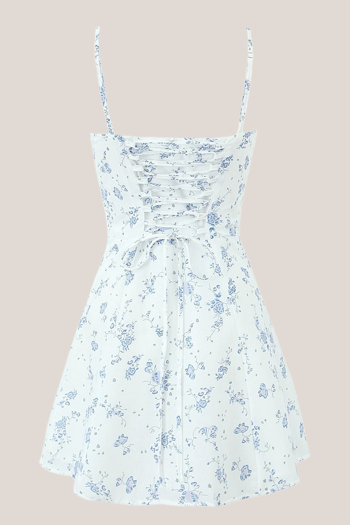 Robe blanche courte en coton coupe fourreau à décolleté cœur et imprimé floral rétro - Harana