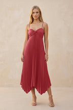 Robe demoiselle d’honneur desert rose longue à fines bretelles sans manches plissée - Harana