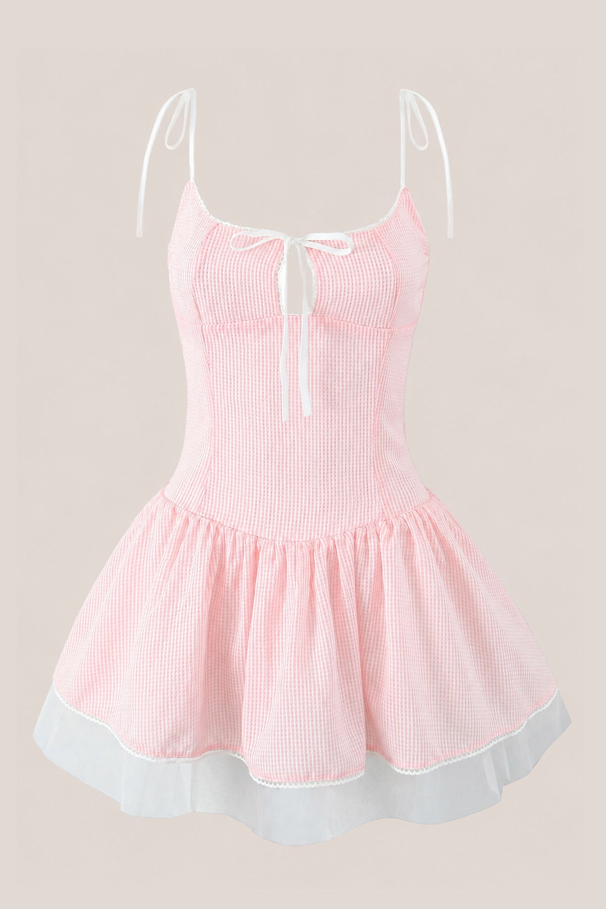 Robe rose courte en coton coupe trapèze à fines bretelles - Harana