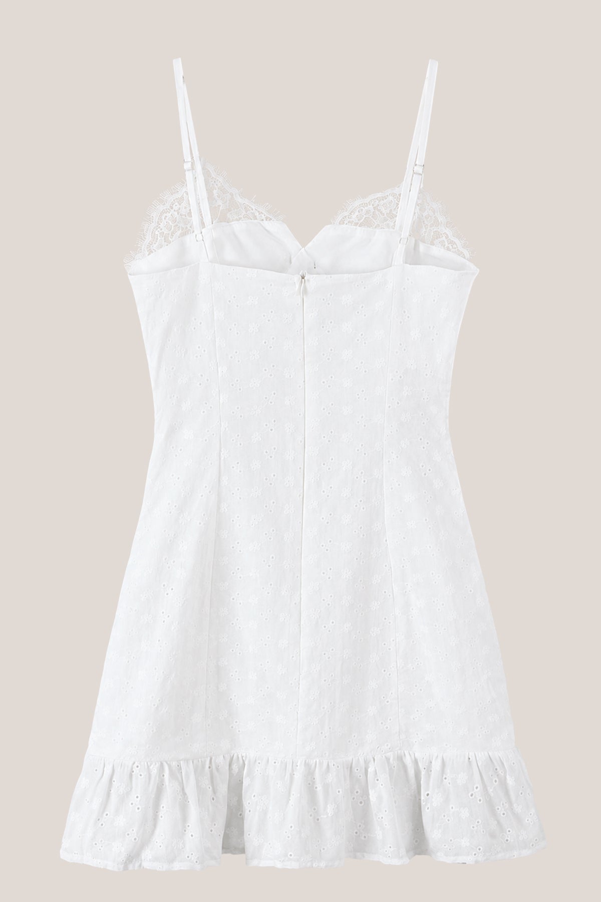 Robe blanche courte coupe trapèze à fines bretelles avec nœud - Harana