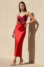 Robe midi rouge à fines bretelles - Harana