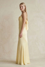 Robe longue jaune à fines bretelles - Harana