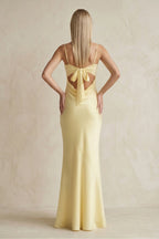 Robe longue jaune à fines bretelles - Harana