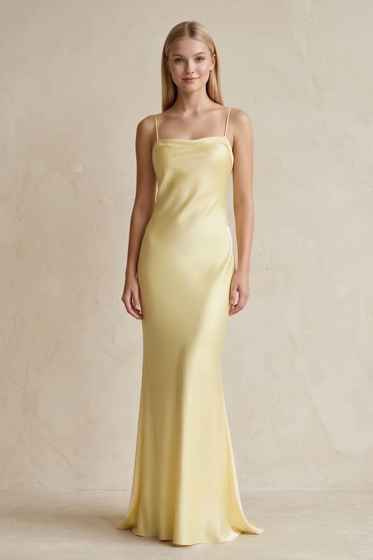 Robe longue jaune à fines bretelles - Harana