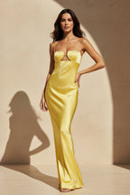 Robe longue satinée à fines bretelles - Harana