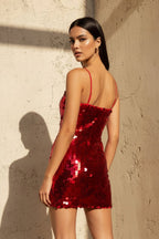 Robe courte pailletée à fines bretelles - Harana