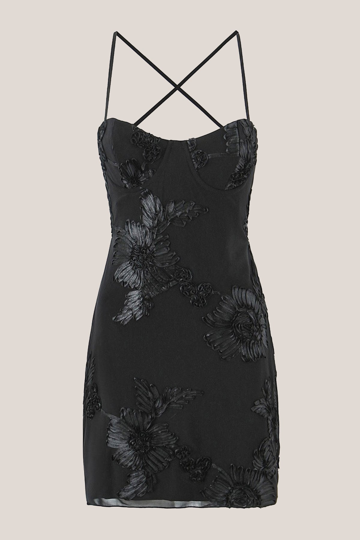 Robe noire courte en coton coupe fourreau à fines bretelles - Harana