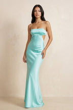 Robe longue aqua à fines bretelles - Harana